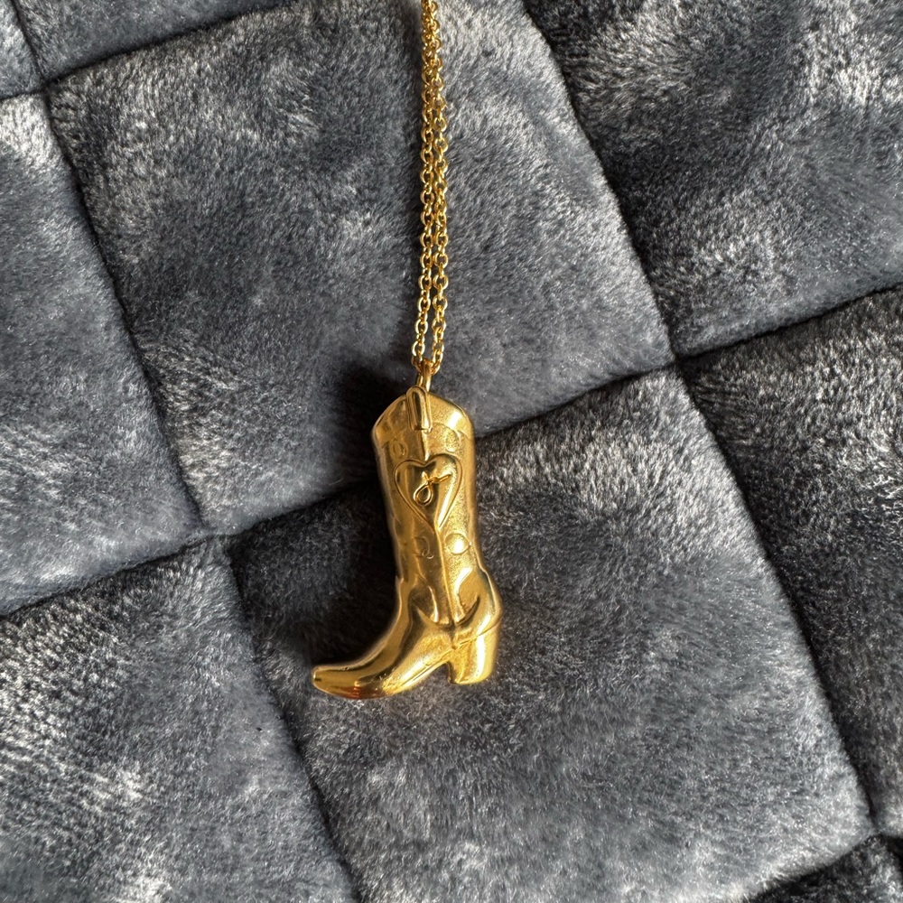 Gold Cowboy Boot Pendant Necklace